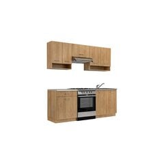 Virtuvinių spintelių komplektas Laxy, rudas kaina ir informacija | Virtuvės baldų komplektai | pigu.lt
