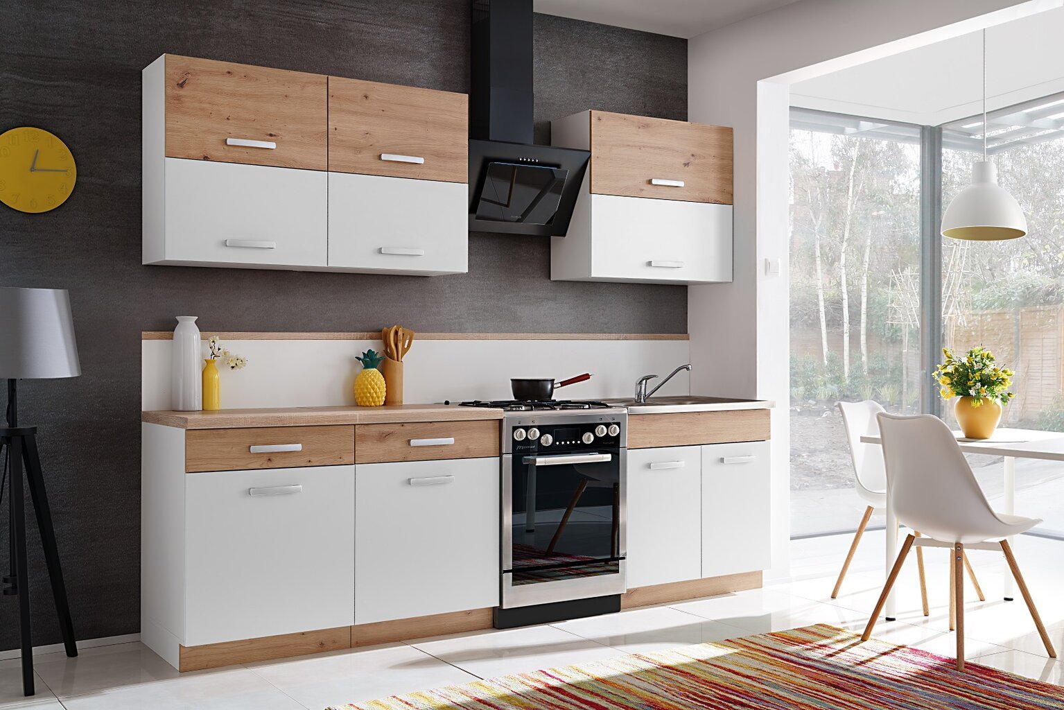 Virtuvinių spintelių komplektas Ava, baltas kaina ir informacija | Virtuvės baldų komplektai | pigu.lt