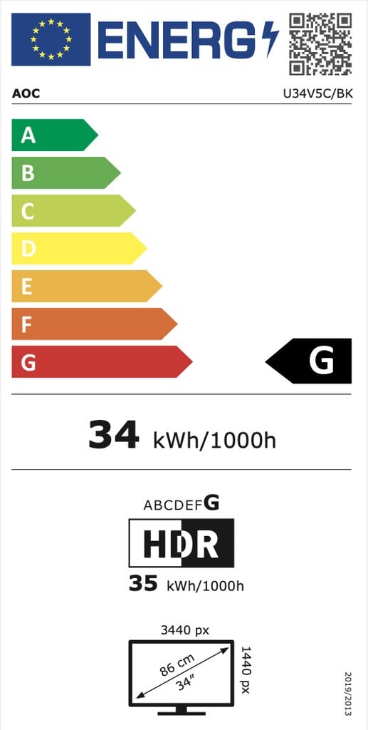 AOC INTERNATIONAL U34V5C/BK kaina ir informacija | Monitoriai | pigu.lt