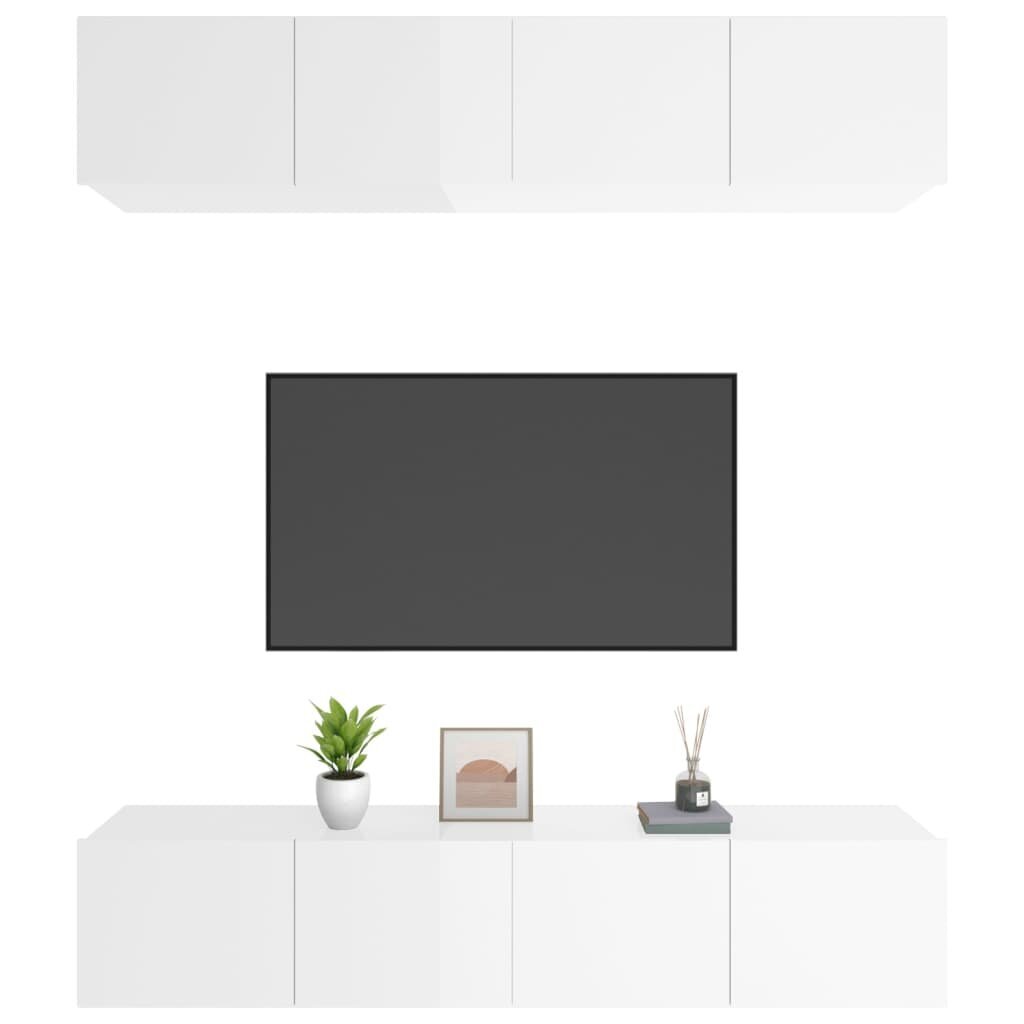 TV spintelės, Mediena, 4vnt., 80x30x30cm, balta blizgi spalva kaina ir informacija | TV staliukai | pigu.lt