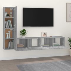 TV spintelių komplektas, Mediena, 4 dalių, pilka ąžuolo spalva kaina ir informacija | TV staliukai | pigu.lt
