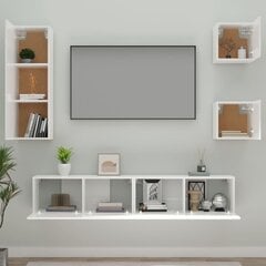 TV spintelių komplektas, Mediena, 5 dalių, balta blizgi spalva kaina ir informacija | TV staliukai | pigu.lt