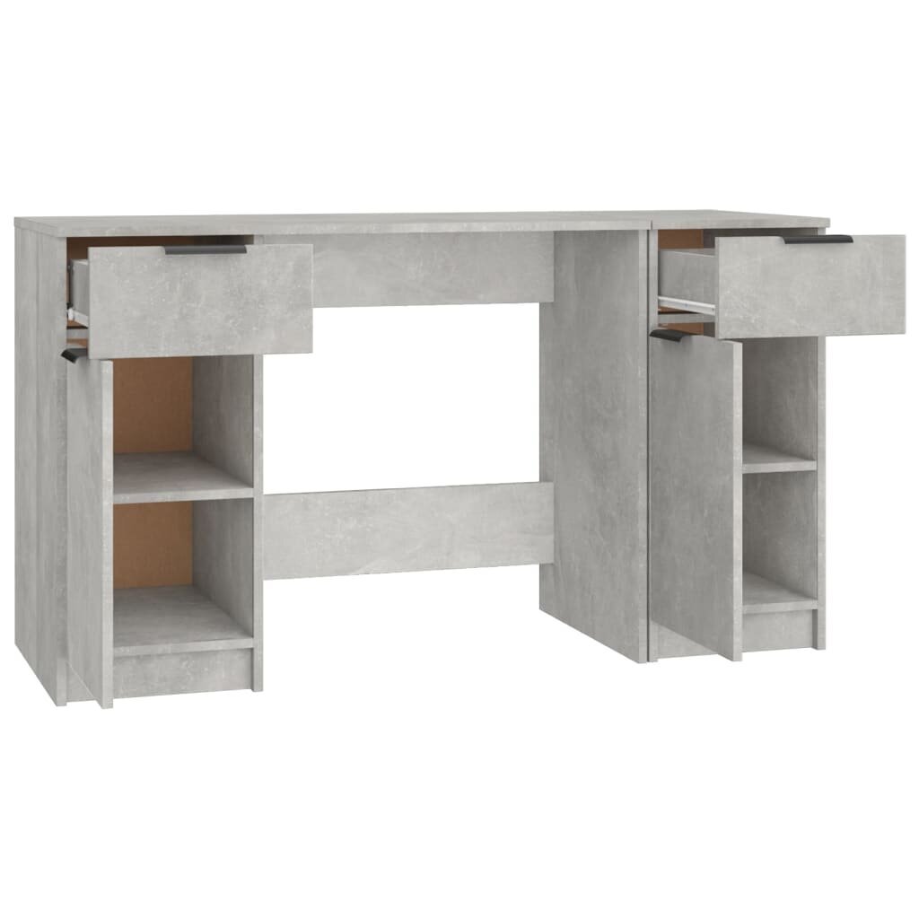 Rašomasis stalas su šonine spintele, betono pilkas, mediena kaina ir informacija | Kompiuteriniai, rašomieji stalai | pigu.lt