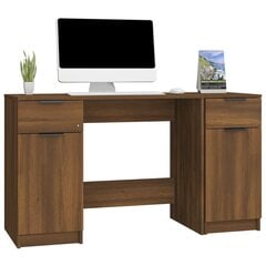 Rašomasis stalas su šonine spintele, rudas ąžuolo, mediena kaina ir informacija | Kompiuteriniai, rašomieji stalai | pigu.lt