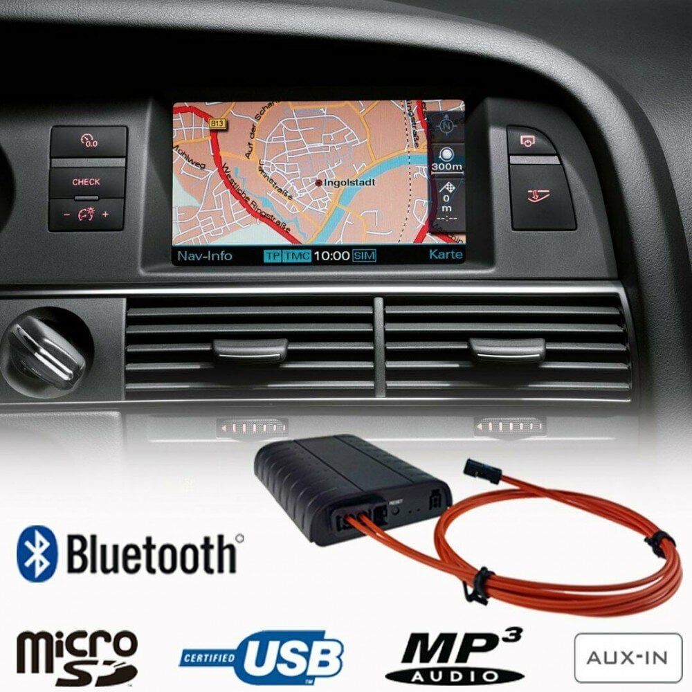 Bluetooth streaming, handsfree carkit, MP3, USB, AUX-IN Mr12volt adapteris Audi MMI 2G High / Basic цена и информация | USB adapteriai gamyklinei garso sistemai | pigu.lt