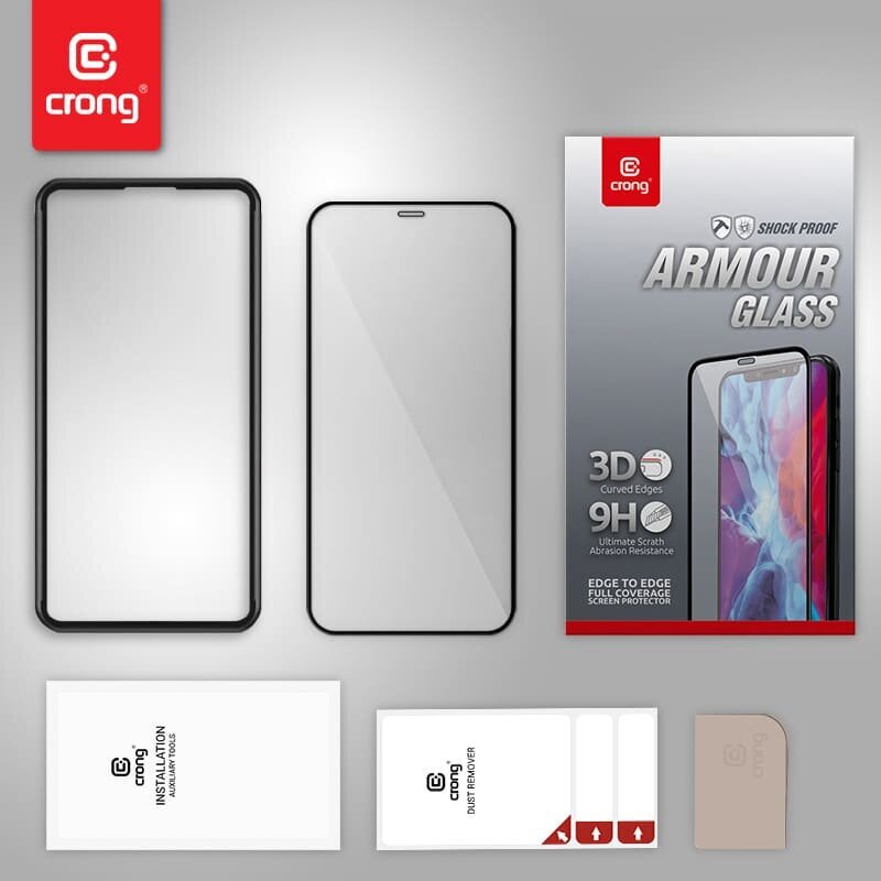 Apsauginis stiklas Crong Anti-Bacterial 3D Armor Glass skirtas iPhone 12 Pro Max kaina ir informacija | Apsauginės plėvelės telefonams | pigu.lt