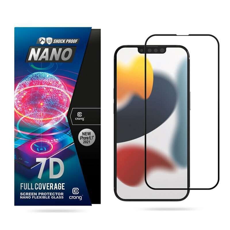 Apsauginis stiklas Crong 7D Nano 9H skirtas iPhone 13/13 Pro kaina ir informacija | Apsauginės plėvelės telefonams | pigu.lt