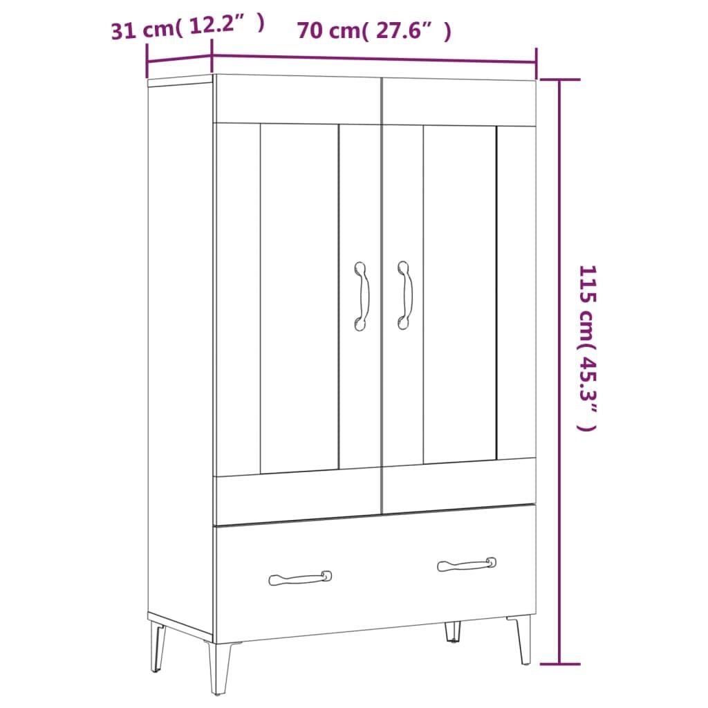 Komoda vidaXL, Apdirbta mediena, 70x31x115cm, balta kaina ir informacija | Komodos | pigu.lt