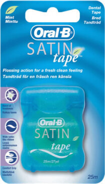 Dantų siūlas Oral-B Satin Tape Mint mėtų skonio, 25 m kaina ir informacija | Dantų šepetėliai, pastos | pigu.lt