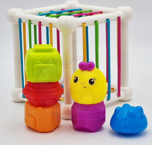 Rūšiuoklis Woopie Flexible Sensory Cube Sorter for Children + Rattle, 7 dalys цена и информация | Lavinamieji žaislai | pigu.lt