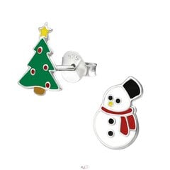 All4silver sidabriniai auskarai, Kalėdų eglutė/Sniego senis kaina ir informacija | Aksesuarai vaikams | pigu.lt