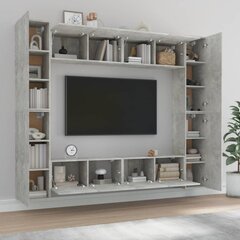 TV spintelių komplektas vidaXL, Mediena, 8 dalių, betono pilka kaina ir informacija | TV staliukai | pigu.lt