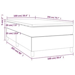 vidaXL Lova su spyruoklėmis ir čiužiniu, juoda, 100x200cm, audinys kaina ir informacija | Lovos | pigu.lt