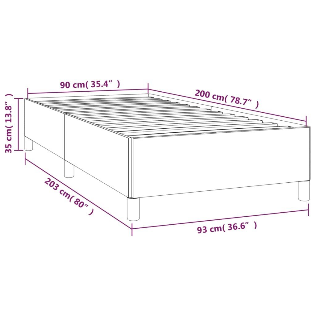 Lovos rėmas vidaXL, Audinys, 90x200cm, taupe spalva kaina ir informacija | Lovos | pigu.lt