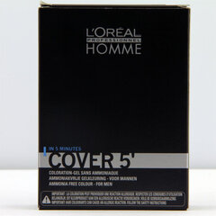 Dažomasis plaukų gelis vyrams L'Oreal Professionnel Homme Cover 5 Hair Color 3 x 50 ml, 4 Medium Brown kaina ir informacija | Plaukų dažai | pigu.lt