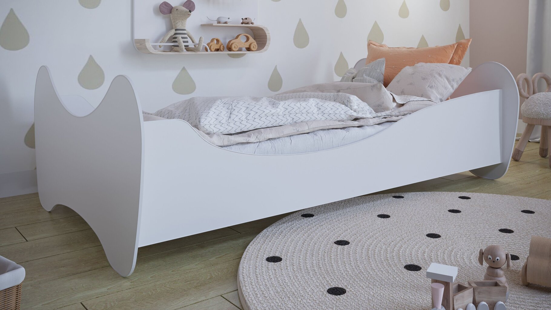 Vaikiška lova Kocot Kids Lilly, 160x80 cm, balta kaina ir informacija | Vaikiškos lovos | pigu.lt