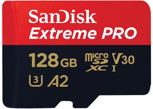 Sandisk microSDXC 128GB Extreme Pro + adapter цена и информация | Карты памяти для телефонов | pigu.lt