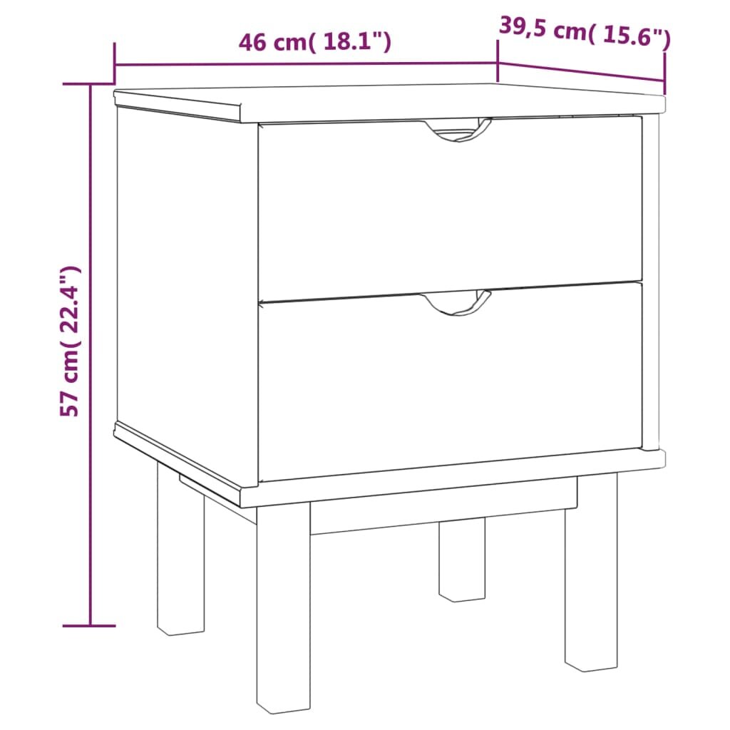 Naktinė spintelė, 46x39,5x57cm, pušies medienos masyvas цена и информация | Spintelės prie lovos | pigu.lt