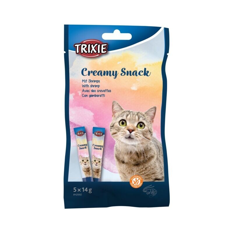 Trixie kreminis skanėstas katėms su krevetėmis, 5x14 g kaina ir informacija | Skanėstai katėms | pigu.lt