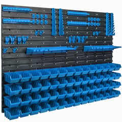 Настенная полка 115 x 78 см, держатели инструментов, синий, 56 шт цена и информация | Ящики для инструментов, держатели | pigu.lt