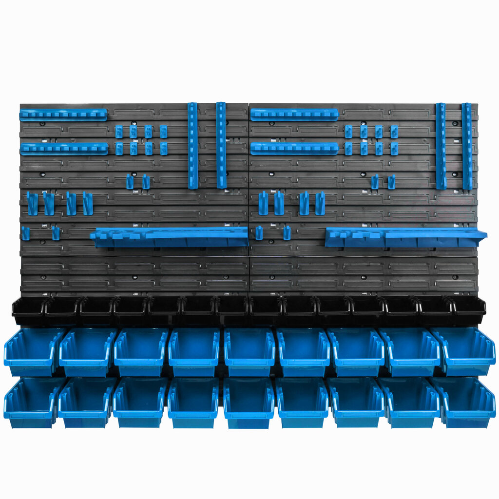 Sandėliavimo sistemos sieninė lentyna 115x78cm, įrankių laikikliai, 32 vnt. цена и информация | Įrankių dėžės, laikikliai | pigu.lt