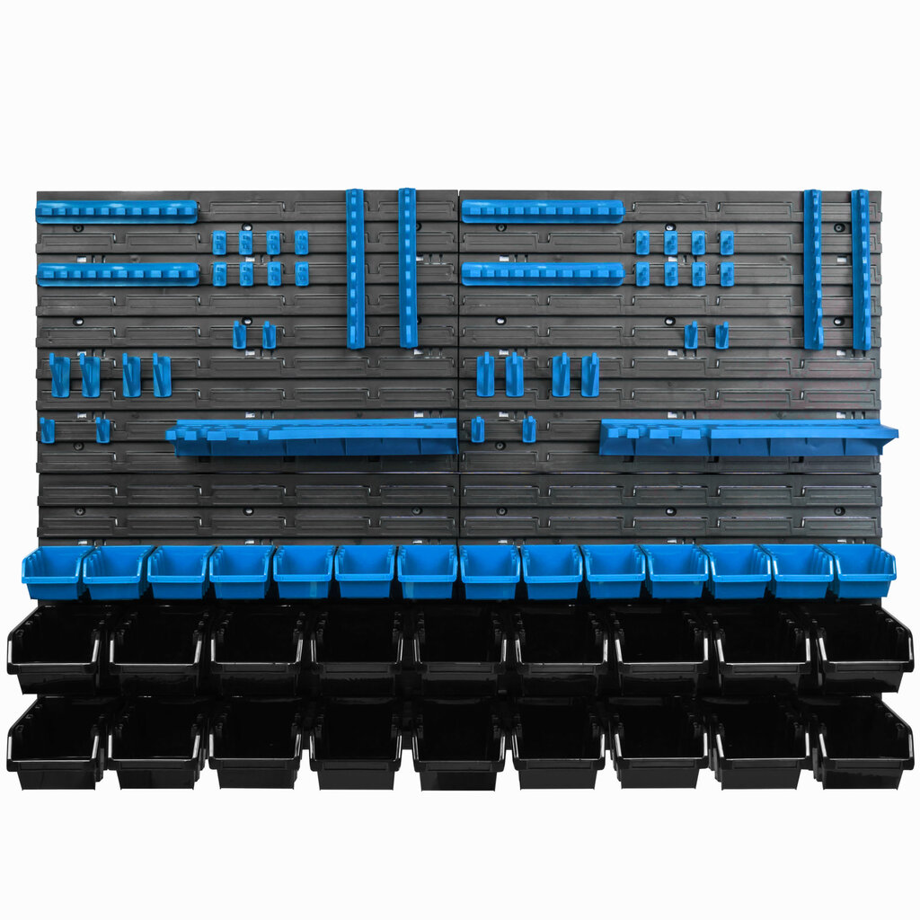 Sandėliavimo sistemos sieninė lentyna 115x78cm, įrankių laikikliai, 32 vnt. цена и информация | Įrankių dėžės, laikikliai | pigu.lt
