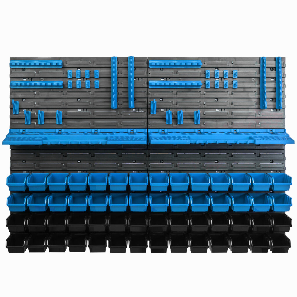 Sandėliavimo sistemos sieninė lentyna 115x78cm, įrankių laikikliai, 56 vnt. kaina ir informacija | Įrankių dėžės, laikikliai | pigu.lt