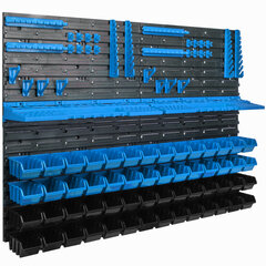 Настенная полка 115 x 78 см, держатели инструментов, синий, 56 шт цена и информация | Ящики для инструментов, держатели | pigu.lt