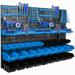 Настенная полка 115 x 78 см, держатели инструментов, синий, 32 шт цена и информация | Ящики для инструментов, держатели | pigu.lt