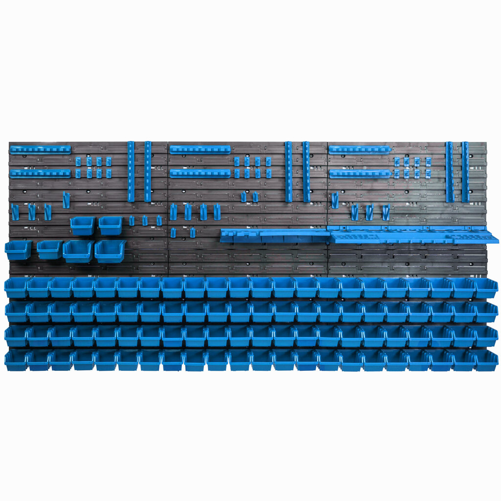 Sandėliavimo sistemos sieninė lentyna 173x78cm, įrankių laikikliai, 94 vnt. цена и информация | Įrankių dėžės, laikikliai | pigu.lt