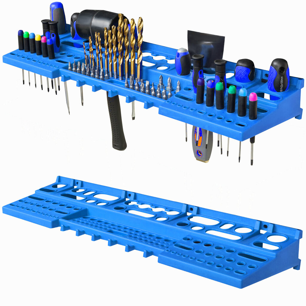 Sandėliavimo sistemos sieninė lentyna 173x78cm, įrankių laikikliai, 75 vnt. цена и информация | Įrankių dėžės, laikikliai | pigu.lt