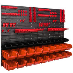 Настенная полка 1152 x 780 мм, с ящиками для штабелирования, оранжевый, 32 шт цена и информация | Ящики для инструментов, держатели | pigu.lt