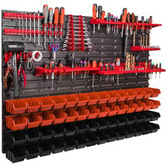 Полка для мелких деталей 56 коробок, 115 х 78 см, оранжево-черная цена и информация | Ящики для инструментов, держатели | pigu.lt