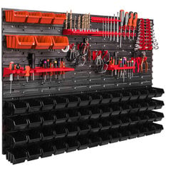 Ящики для штабелирования 115 х 78 см полка для мелких деталей, 63 коробки, оранжево-черная цена и информация | Ящики для инструментов, держатели | pigu.lt