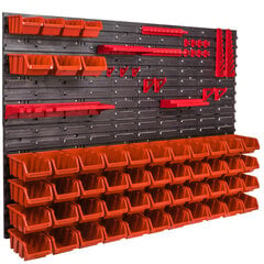 Ящики для штабелирования 115 х 78 см полка для мелких деталей, 51 коробки, оранжево-черные цена и информация | Ящики для инструментов, держатели | pigu.lt