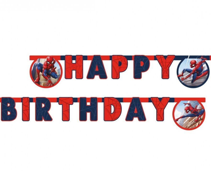 Girlandos Happy Birthday Fighter Spider, 200 х 17 cm 93868 kaina ir informacija | Dekoracijos šventėms | pigu.lt