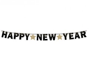 Гирлянда "Happy New Year" gold stars, 180 x 12см (PF-GNYG) 9201 цена и информация | Праздничные декорации | pigu.lt