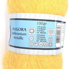 Mezgimo siūlai Lanoso Angora Millennium Metallic 100g, spalva geltona 13G kaina ir informacija | Mezgimui | pigu.lt