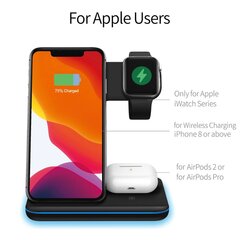 Зарядная док-станция Qi для iPhone, Apple Watch и AirPods — Белая цена и информация | Зарядные устройства для телефонов | pigu.lt