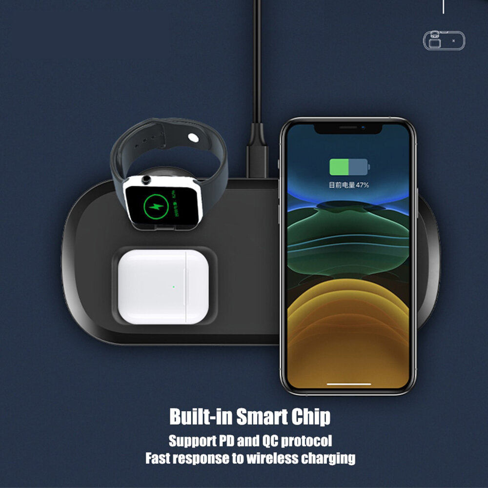 Беспроводная зарядка Зарядная док-станция Trio Qi для iPhone, Apple Watch и  AirPods — Белая цена | pigu.lt