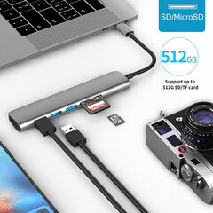 USB-C-хаб Multi-port 4K + SD-считыватель 6 в 1 — Space Grey цена и информация | Адаптеры, USB-разветвители | pigu.lt