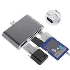 Адаптер USB-C 4 в 1 — Серый цена и информация | Адаптеры, USB-разветвители | pigu.lt
