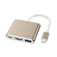 3 в 1 Адаптер USB-C Digital AV Multiport — Золотой цена и информация | Адаптеры, USB-разветвители | pigu.lt