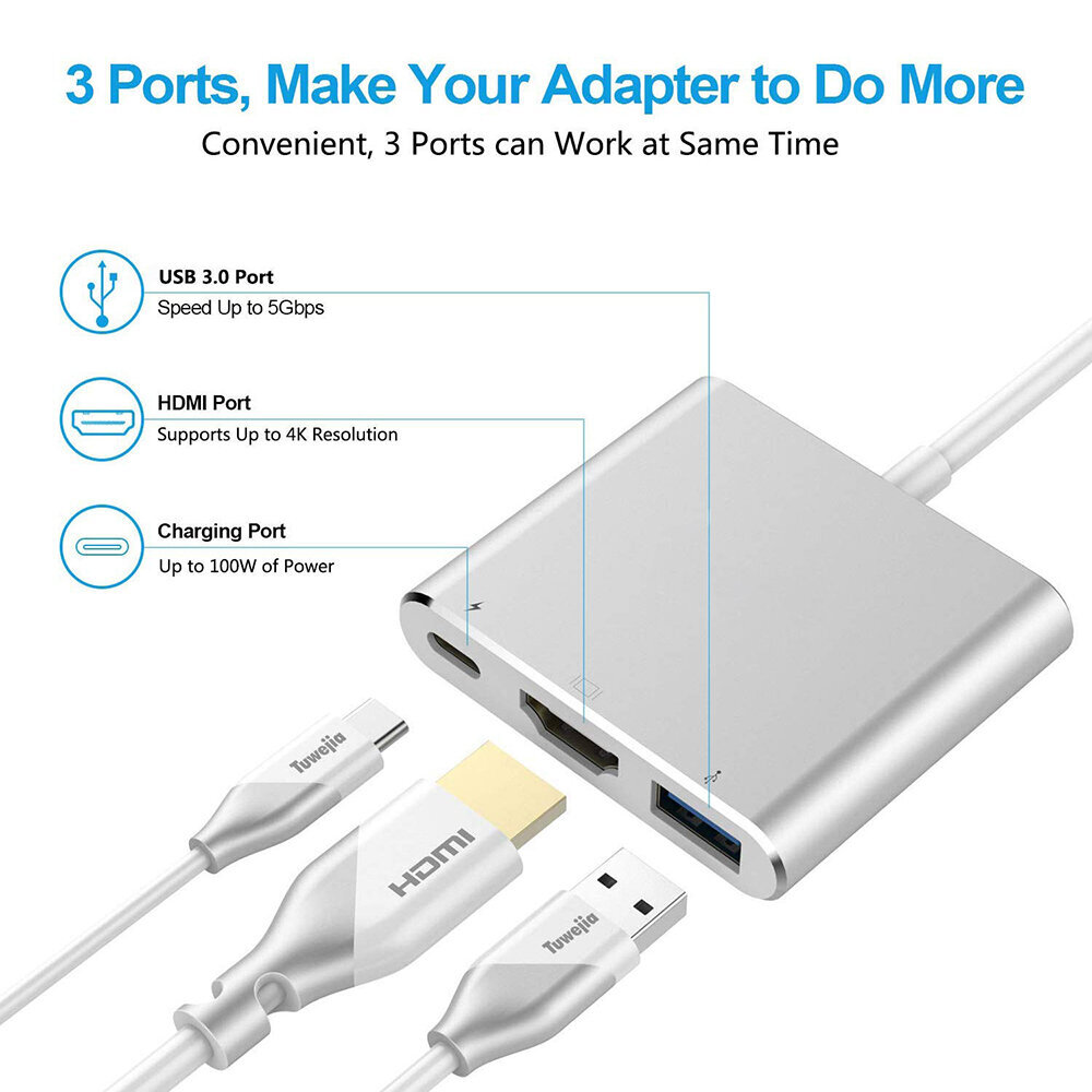 Adapteris Beep USB-C, HDMI kaina ir informacija | Adapteriai, USB šakotuvai | pigu.lt