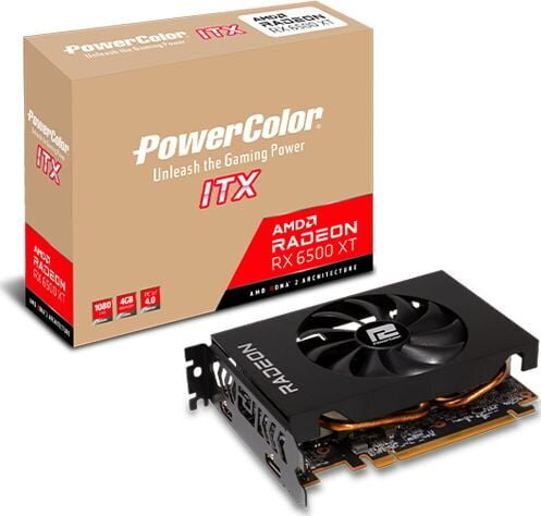 PowerColor AMD Radeon RX 6500 XT ITX (AXRX 6500 XT 4GBD6-DH) kaina ir informacija | Vaizdo plokštės (GPU) | pigu.lt