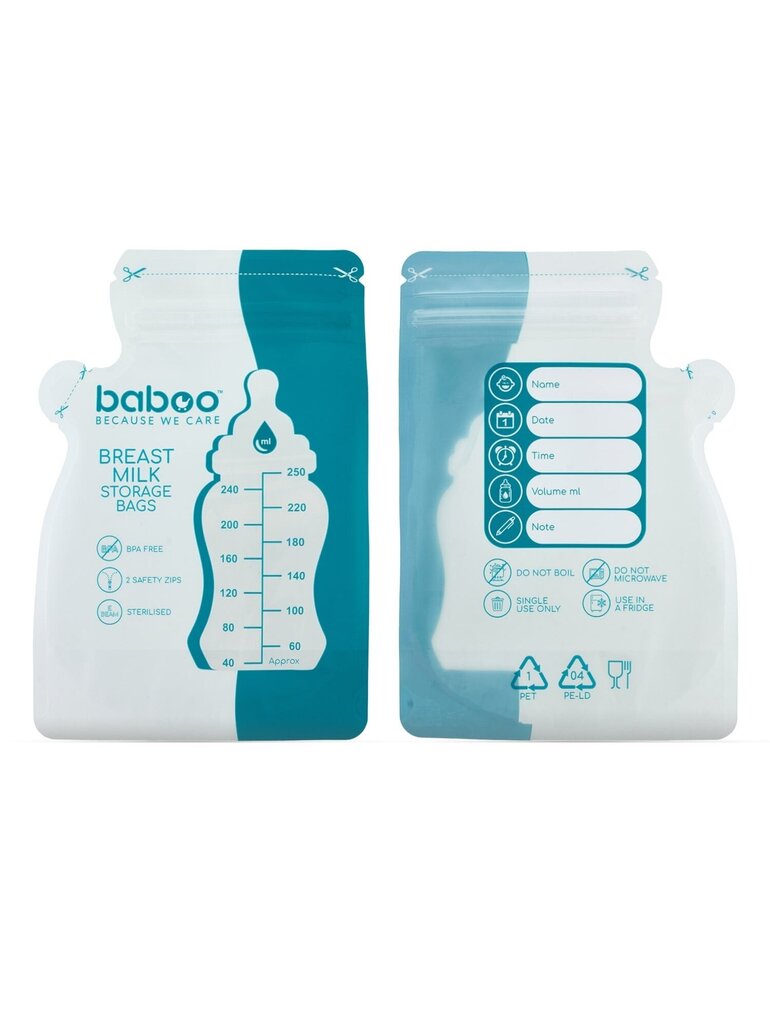 Maišeliai mamos pienui laikyti Baboo, 120053-25, 250 ml, 25 vnt. kaina ir informacija | Kūdikių indai, indeliai pienui ir įrankiai | pigu.lt