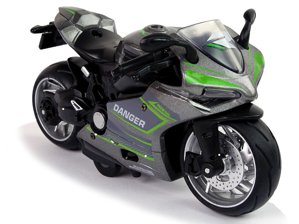 Žaislinis motociklas Lean Toys, pilkas kaina ir informacija | Žaislai berniukams | pigu.lt