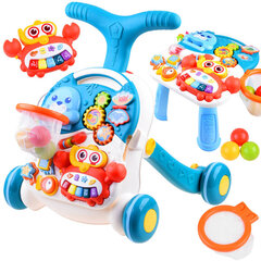 Интерактивная коляска-столик 2 в 1, голубая цена и информация | Игрушки для малышей | pigu.lt