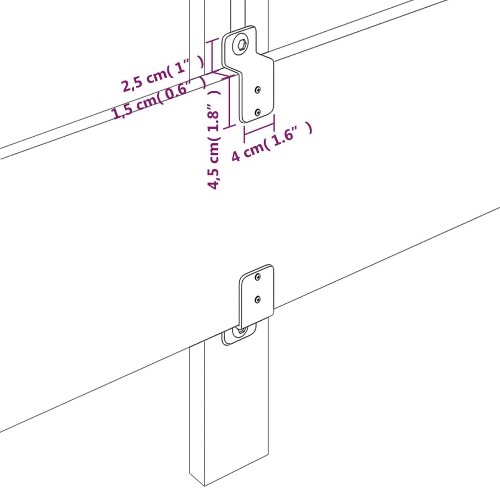 vidaXL Galvūgalis su auselėmis, pilkas, 83x23x118/128cm, audinys kaina ir informacija | Lovos | pigu.lt