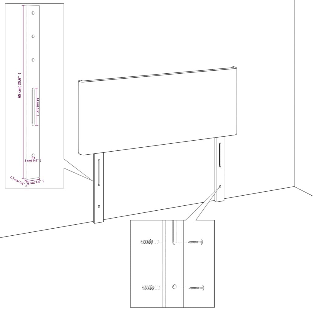 vidaXL Galvūgaliai, 2vnt., juodos spalvos, 72x5x78/88cm, dirbtinė oda kaina ir informacija | Lovos | pigu.lt